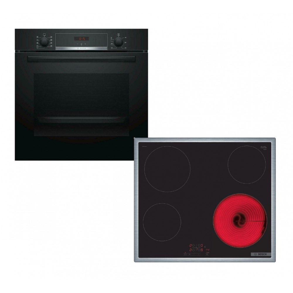 Bosch HBA534EB3 + PKE645BB2E Αυτόνομο Σετ Εντοιχισμού Α+ Μαύρο