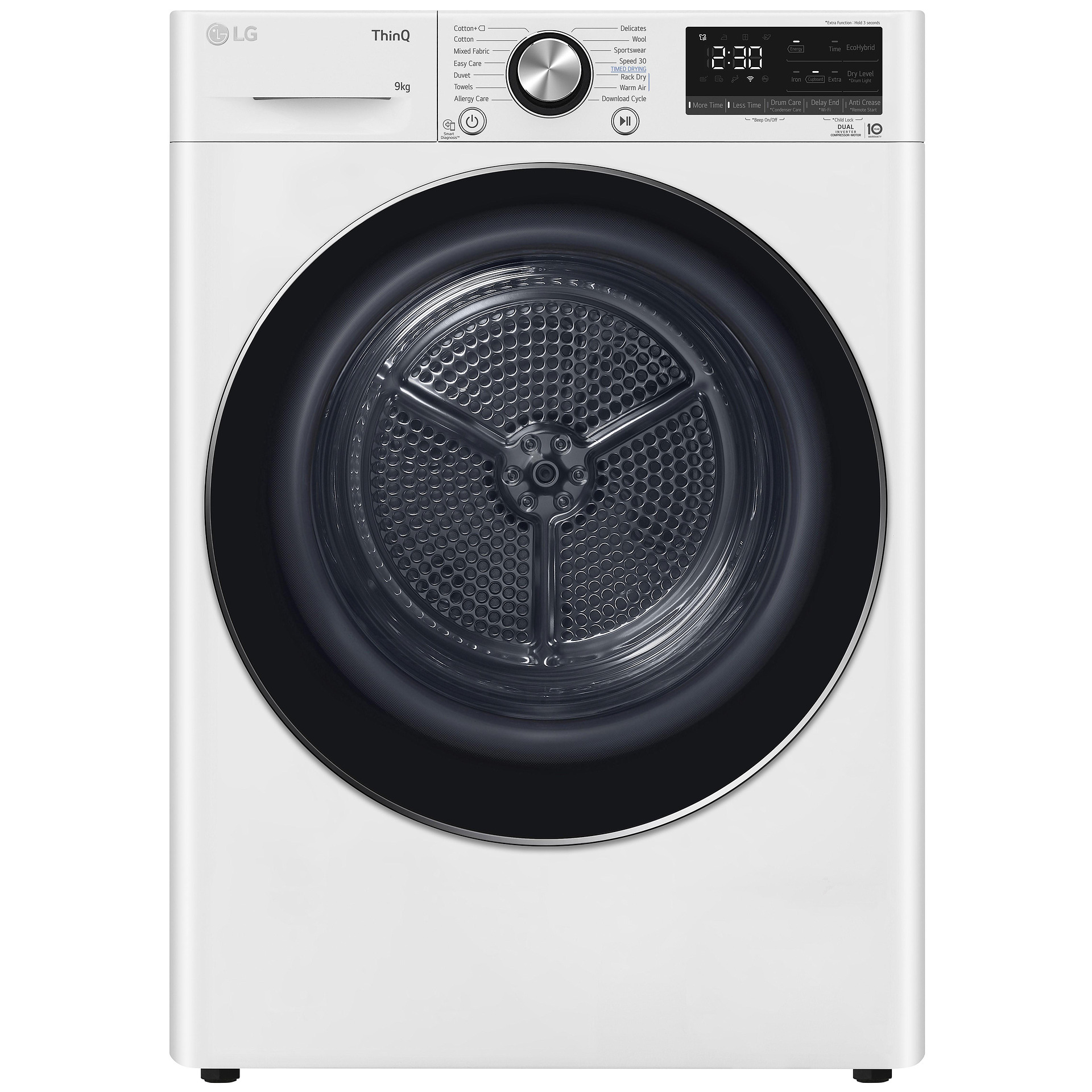 LG RH90V9AV2N Στεγνωτήριο Ρούχων 9kg με Αντλία Θερμότητας, A+++, Λευκό