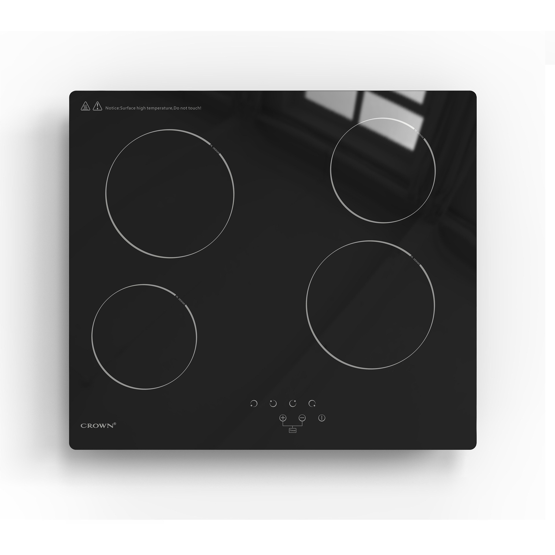 Crown PVT604.C Αυτόνομη Κεραμική Εστία, Π59xΒ52cm, Μαύρη
