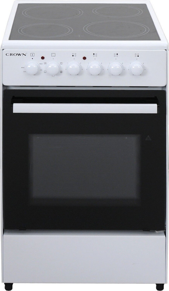 Crown CEC-5060V W Ηλεκτρική Κουζίνα 47lt με Κεραμικές Εστίες Π50εκ, Α, Λευκή