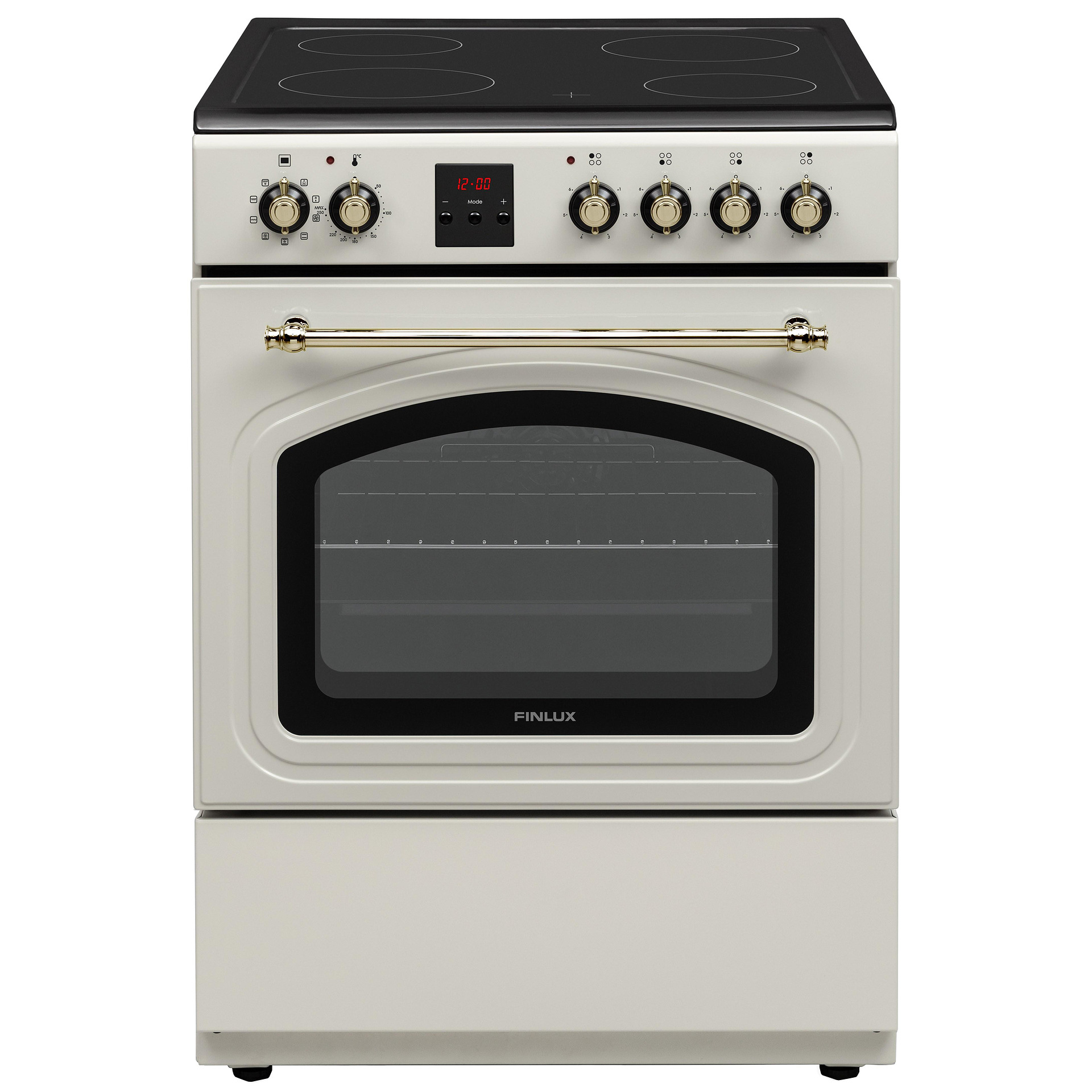 Finlux FLCR 600MDT Retro Ηλεκτρική Κουζίνα 69lt, με Κεραμικές Εστίες, Π60εκ, Α, Μπεζ