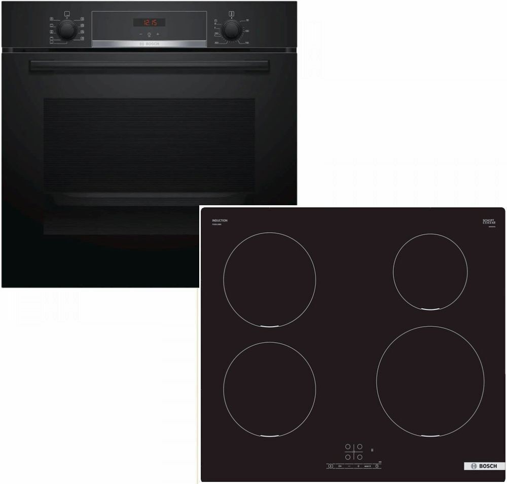 Bosch HBA534EB3 + PUE611BB5E Φούρνος άνω Πάγκου 71lt με Επαγωγικές  Εστίες Π59.4εκ. Μαύρος