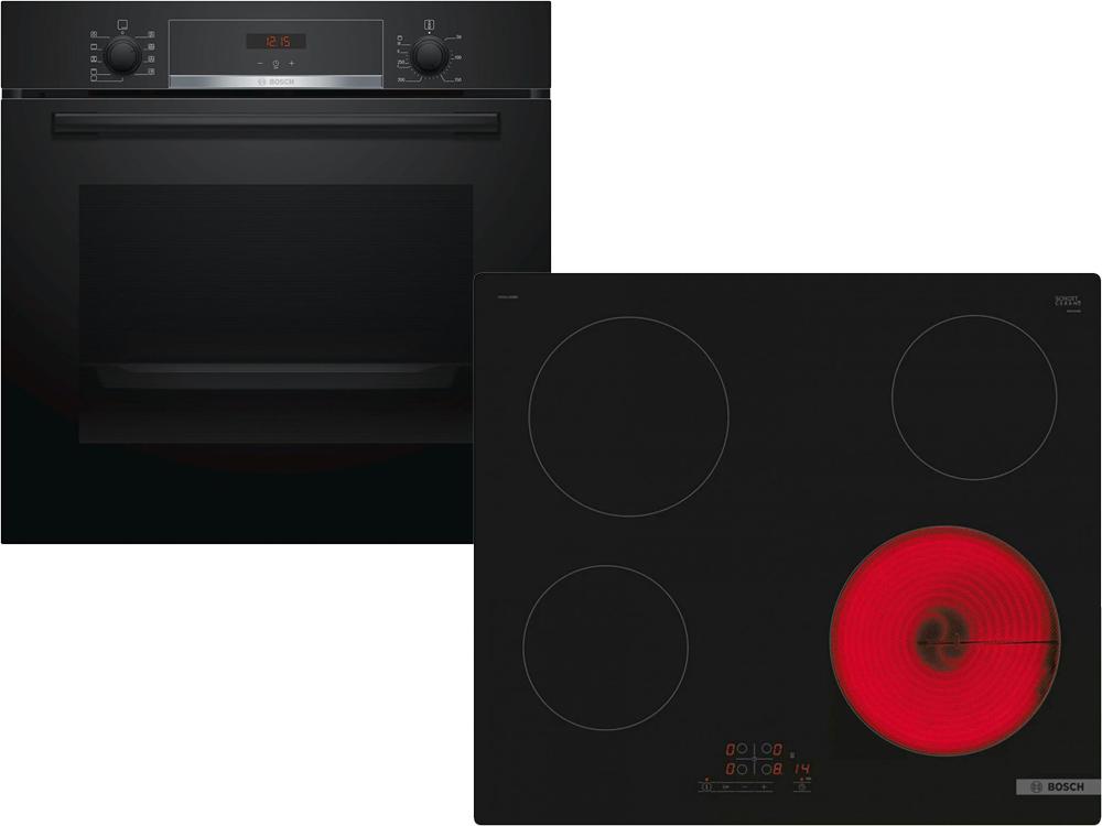 Set Εντοιχισμού Bosch Φούρνος HBA534EB0 + Εστίες Κεραμικές PKE611BB2E