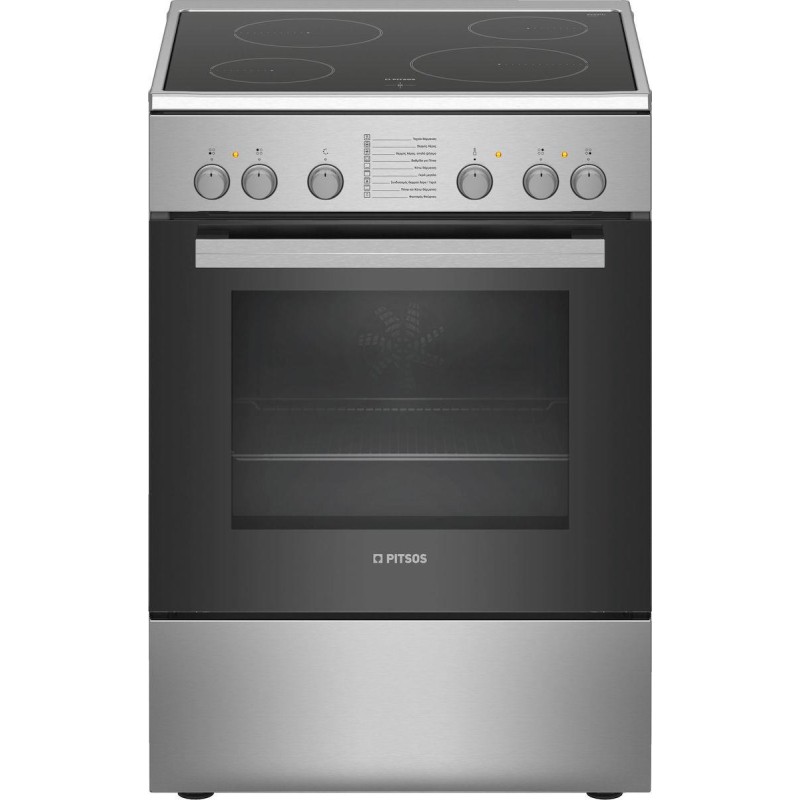 Pitsos PHC009150 Κουζίνα 66lt με Κεραμικές Εστίες Π60cm Inox