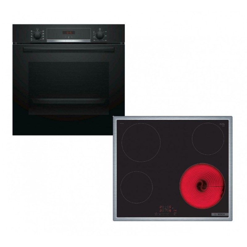 Bosch HBA534EB3 + PKE645BB2E Αυτόνομο Σετ Εντοιχισμού Α+ Μαύρο