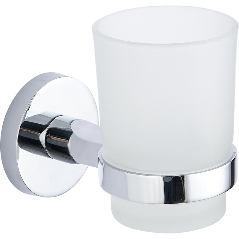 GLASS TUMBLER WITH HOLDER CHROME 6,8x10x10cm
