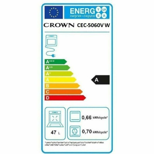 Crown CEC-5060V IX Eλεύθερη Κουζίνα 47lt, με Κεραμικές Εστίες (Υ75xΠ50εκ) Α, Inox