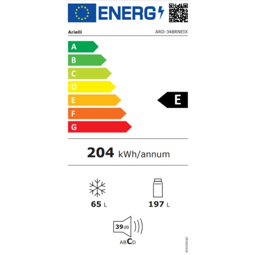 Arielli ARD-348RNEIX Ψυγειοκαταψύκτης 262lt, E (Υ177.3xΠ54.7xΒ56.8εκ) Inox