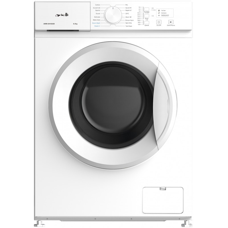 Arielli AWM-60168UB Πλυντήριο Ρούχων 6kg, 1000 Στροφών, με Ατμό, A, Λευκό