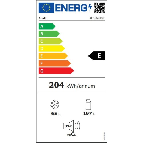 Arielli ARD-348RNE Ψυγειοκαταψύκτης 262lt, Ε (Υ177,3xΠ54,7xΒ56,8εκ) Λευκός