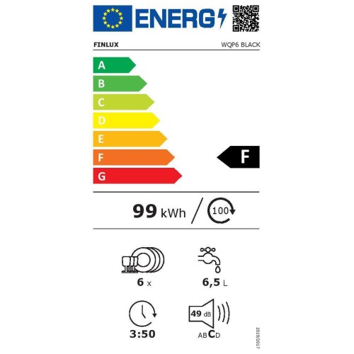 Finlux WQP6 BLACK Πλυντήριο Πιάτων Πάγκου για 6 Σερβίτσια Π55xY50εκ F, Black