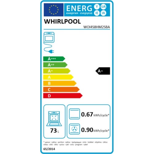 Whirlpool WOI4S8HM2SBA Φούρνος άνω πάγκου 73lt, χωρίς Εστίες, με Ατμό και Υδρόλυση, Α+, Μαύρος