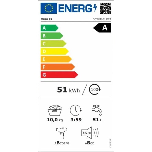 Muhler DDWM1012WA Πλυντήριο Ρούχων 10kg 1200 Στροφών