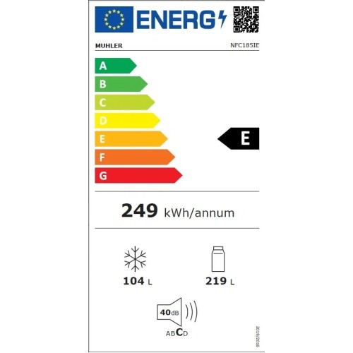 Muhler NFC185IE Ψυγειοκαταψύκτης 323lt Υ180xΠ60xΒ66.5cm Inox