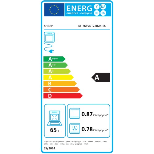 Sharp KF-76FVDT22IMK-EU Ηλεκτρική Κουζίνα 65lt, με Κεραμικές Εστίες, Π60εκ, Α, Inox