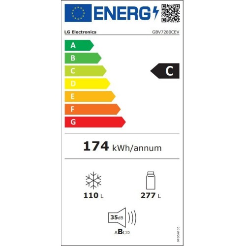 LG GBV7280CEV Ψυγειοκαταψύκτης 387lt, Total NoFrost, C (Υ203xΠ59,5xΒ67,5εκ) Μαύρος