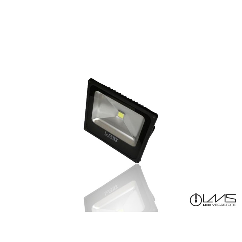 Προβολέας Μάυρος 30 Watt 12-24 Volt Slim Plasma Θερμό Λευκό