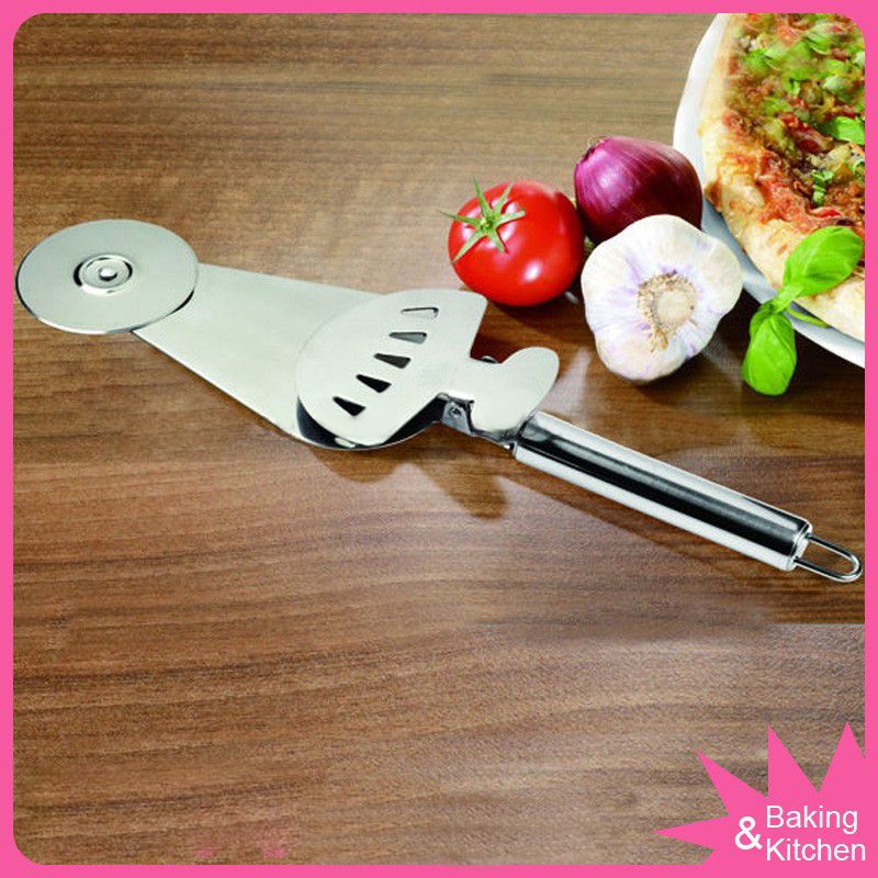 Ανοξείδωτος κόφτης πίτσας με σπάτουλα