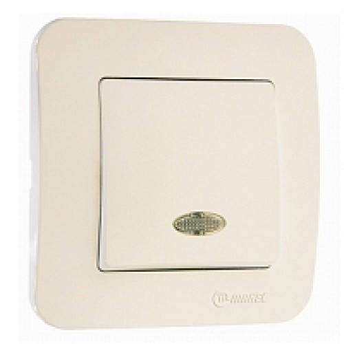 Διακόπτης Μονός Με Φωτεινή Ενδειξη Λειτουργείας Μπεζ