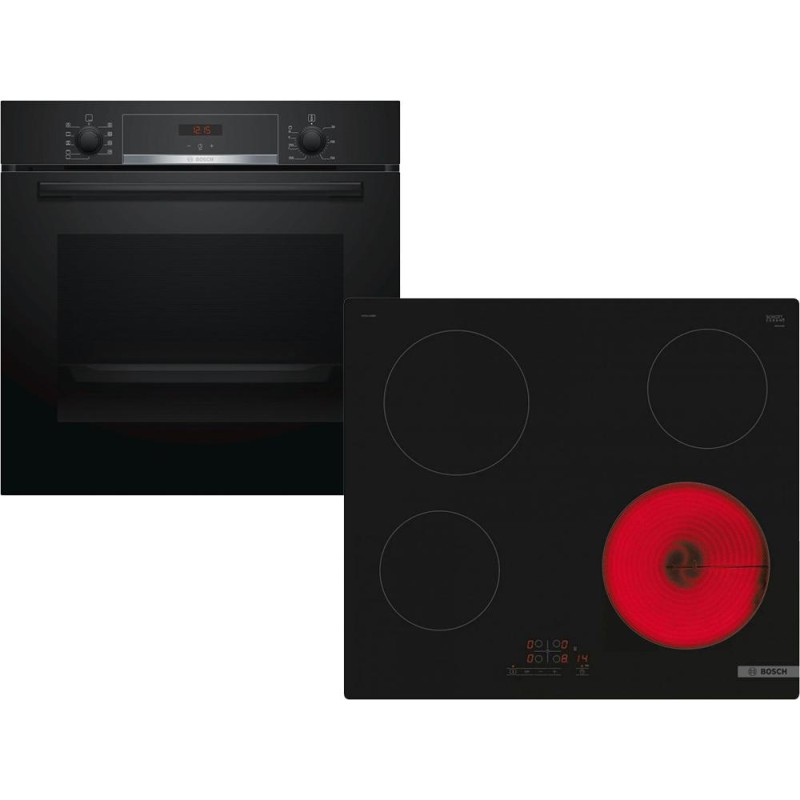 Set Εντοιχισμού Bosch Φούρνος HBA534EB0 + Εστίες Κεραμικές PKE611BB2E