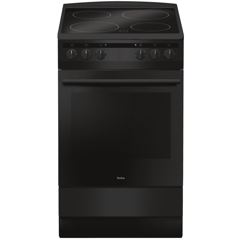 Amica 507CE2.30EHDSM Ελεύθερη Κουζίνα 62lt, με Κεραμικές Εστίες, Π50εκ, Α, Μαύρη