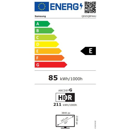Samsung QE65Q8FAAUXXH Smart Τηλεόραση 65" 4K UHD, QLED, HDR, ΑΙ, Tizen OS, Ε (2025)