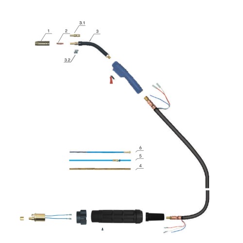 Ντίζα Teflon 3m*1,5mm*ø4,0mm για τσιμπίδα MIG 91080