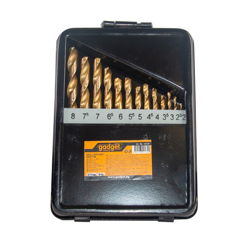 GADGET Τρυπάνι σιδήρου τιτανίου σετ 13τεμ 2-8mm 157107