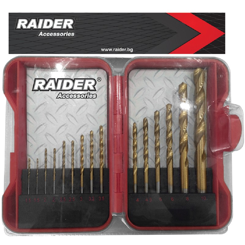 RAIDER Τρυπάνι σιδήρου τιτανίου σετ 15τεμ 1,5-10ΜΜ 157789