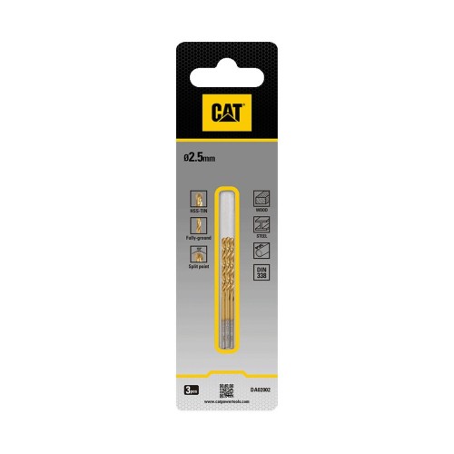 CAT Τρυπάνι τιτανίου HSS σετ:3τεμ 2.5x57mm DA02002