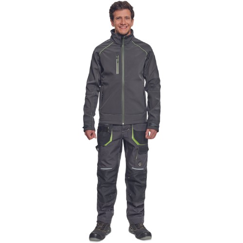 ΜΠΟΥΦΑΝ SOFTSHELL ΕΡΓΑΣΙΑΣ ΑΔΙΑΒΡΟΧΟ GREENDALE ΑΝΘΡΑΚΙ/ΛΑΙΜ 94%poly-6%elast, 320 g/m² 2XL