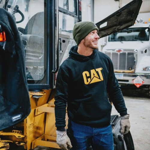 CAT Μπλούζα φούτερ με κουκούλα trademark μαύρη L W10646-016