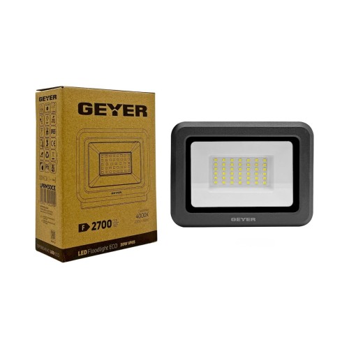 GEYER Προβολέας led μαύρος 30W 4000K 2700LM LPRM30CE
