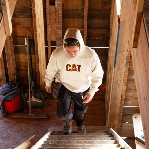 CAT Μπλούζα φούτερ με κουκούλα trademark κρεμ/μπεζ XL 1050048