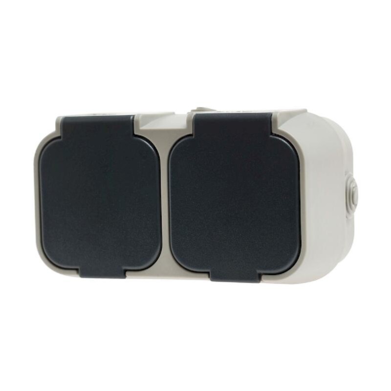 GEYER Πρίζα διπλή IP54 H2-B52GM γκρι
