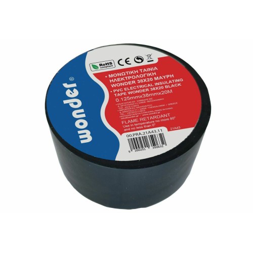 Ταινία μονωτική Wonder φαρδιά μαύρη 38mm*20y