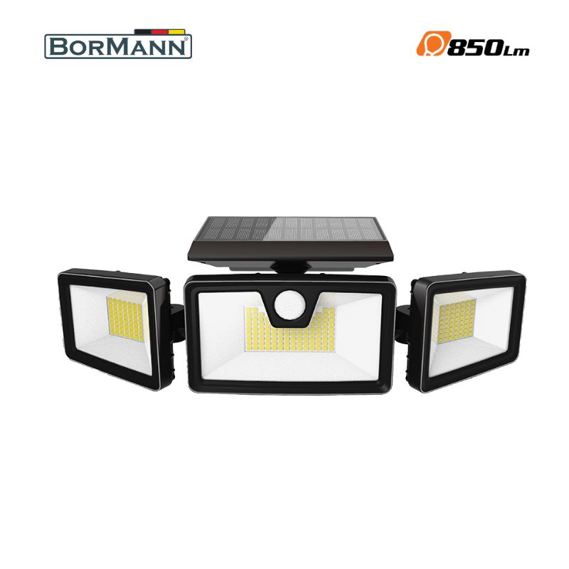 BORMANN BLF4020 Ηλιακός Προβολέας Led Ασφαλείας 8.5W,Ανιχνευτή Κινησης,Φωτο/κο Πάνελ,6500K,850Lum 055150