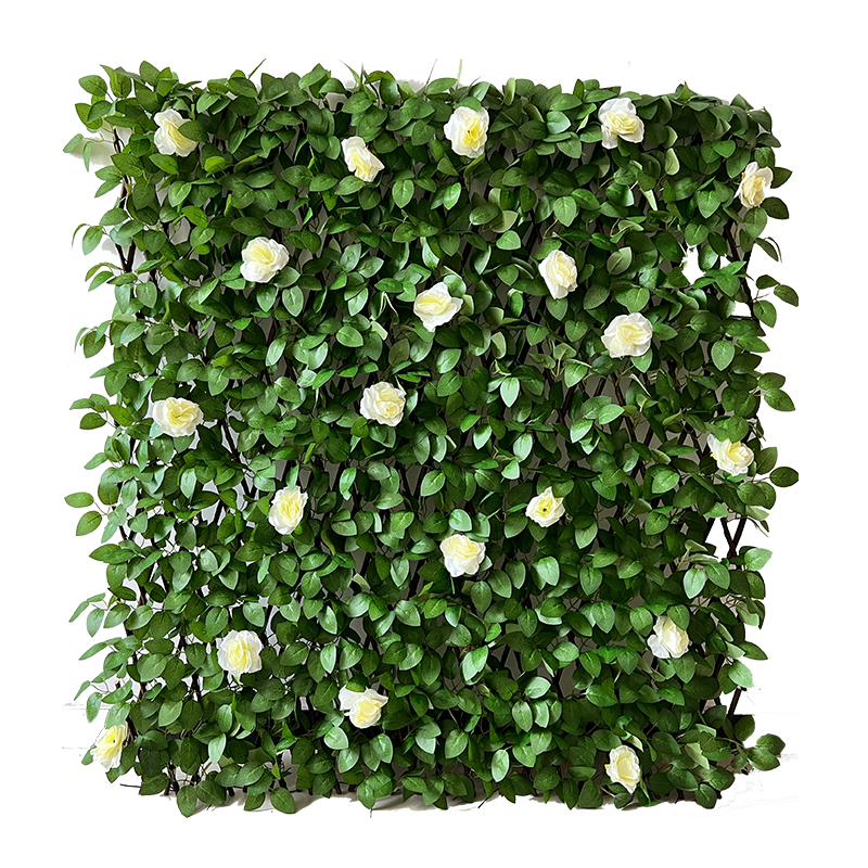 BORMANN BPN1204 Συνθετική Φυλλωσιά με Λευκά Τριαντάφυλλα σε Ξύλινο Καφασωτό 2x1m 071792