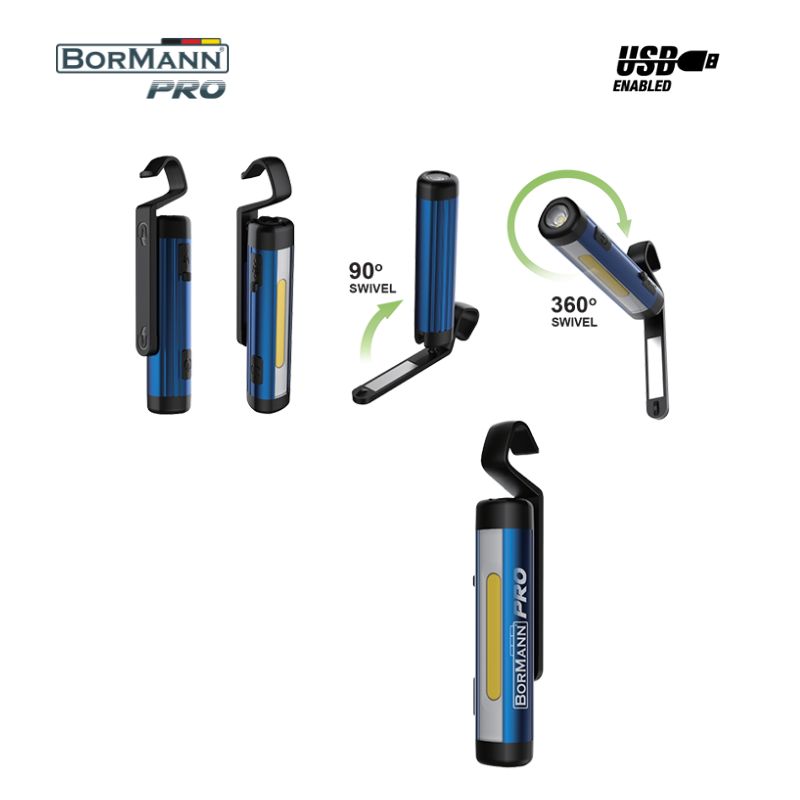 BORMANN Pro BPR6023 Φακός/Λάμπα Εργασίας Επαναφορτιζόμενος Led 250Lm, 360° Περιστροφή Κεφάλης 063384