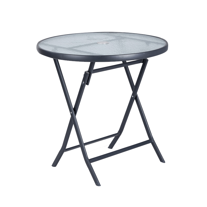 BORMANN BSP1160 Τραπέζι Εξ. Χώρου Πτυσσόμενο Μεταλλικό, Γκρι Σκελετός Γυάλινη Επιφάνεια, Φ60x72cm 066415