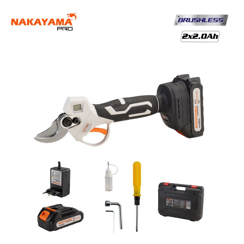 NAKAYAMA EC1250 Ψαλίδι Κλάδου Μπαταρίας 21V,Brushless,0-22/28mm,1kg 2x2Ah Li-Ion,Βαλίτσα 075035