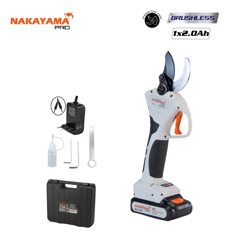 NAKAYAMA Pro EC1400 Ψαλίδι Κλάδου Μπαταρίας 21V, Brushless, Διπλή Κοπή 0-30mm/0-40mm, 970gr 053088