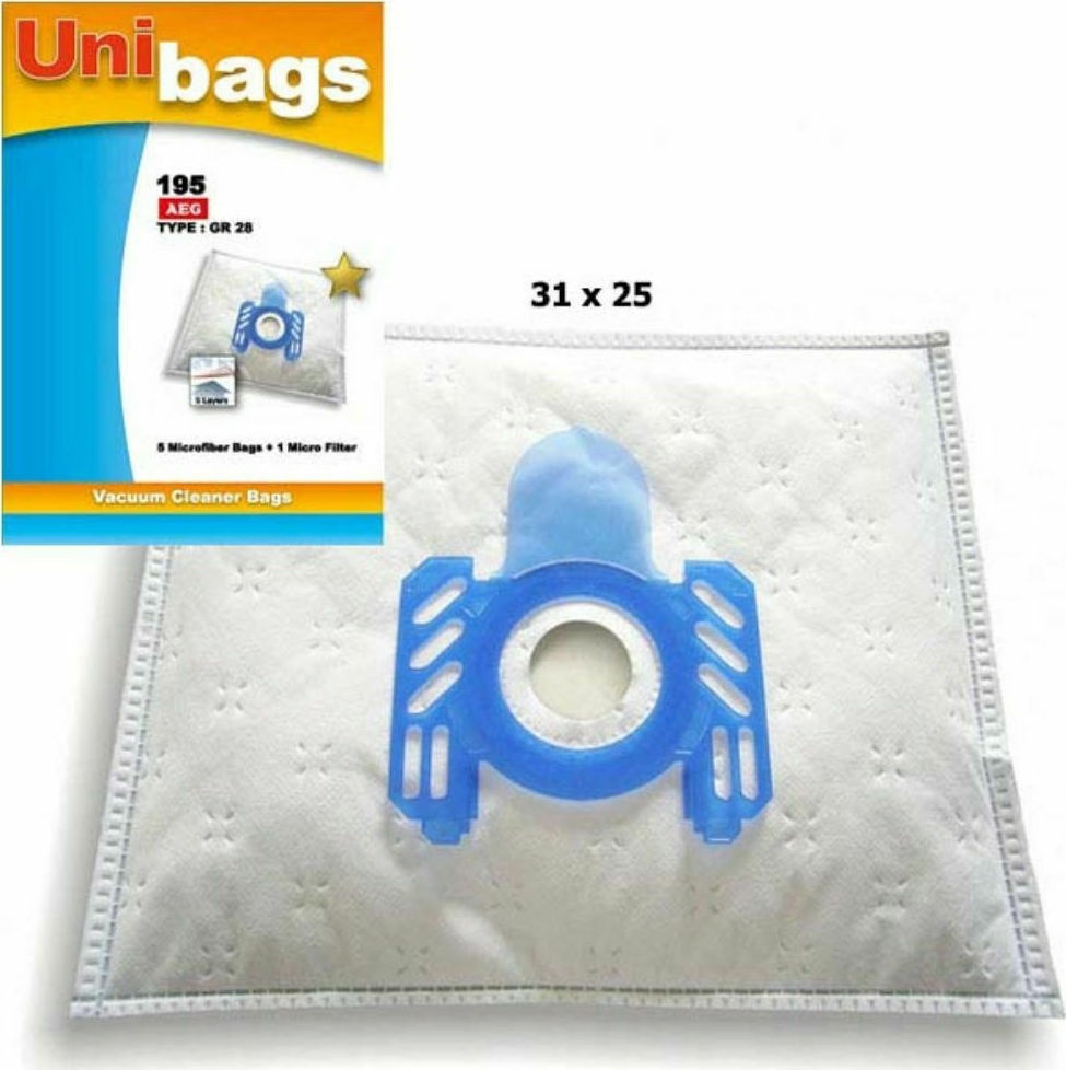 Unibags 195 Σακούλες Σκούπας 5τμχ Συμβατή με Σκούπα AEG