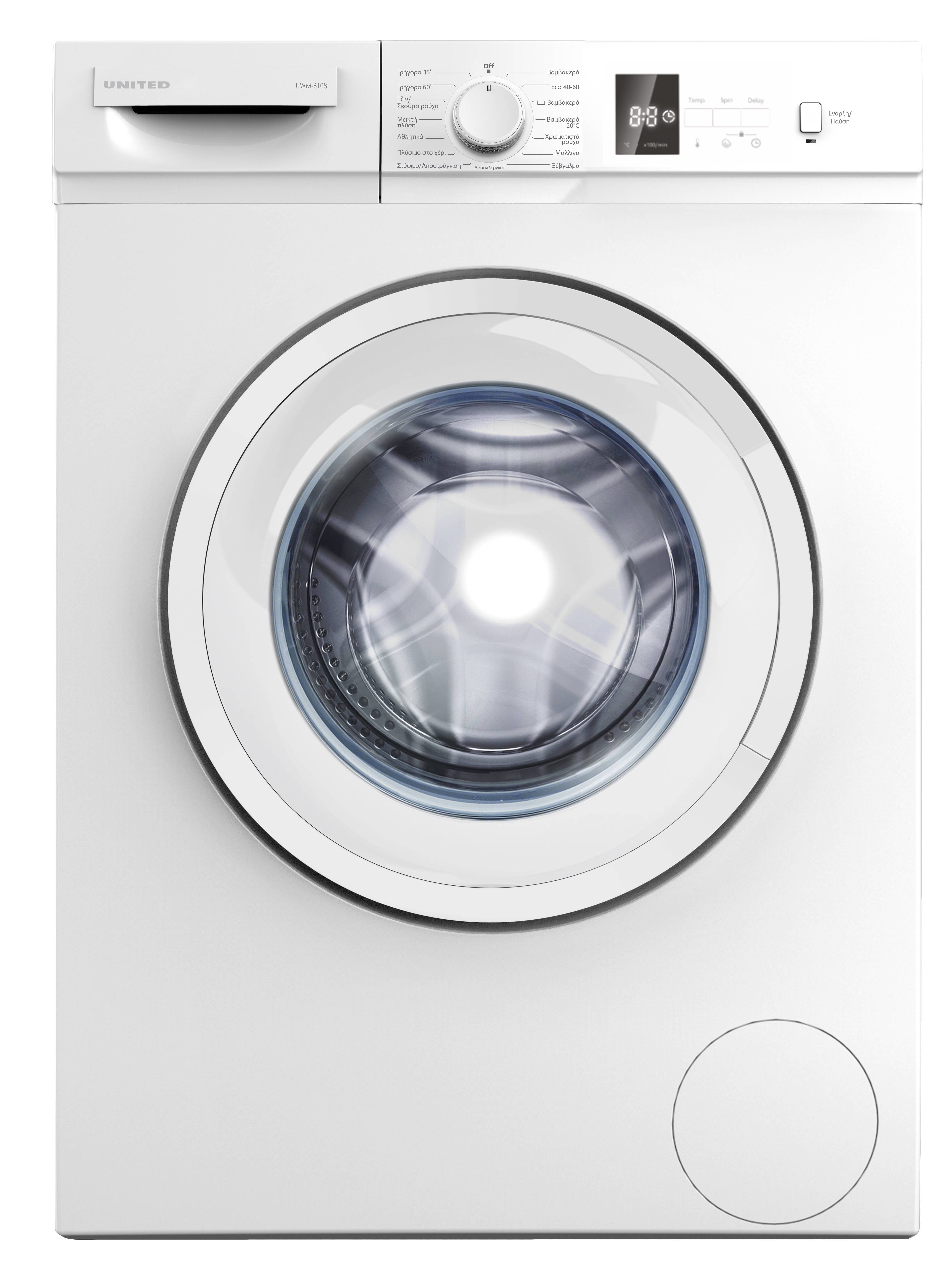 UNITED UWM-6108 ΠΛΥΝΤΗΡΙΟ ΡΟΥΧΩΝ 6KG 6108