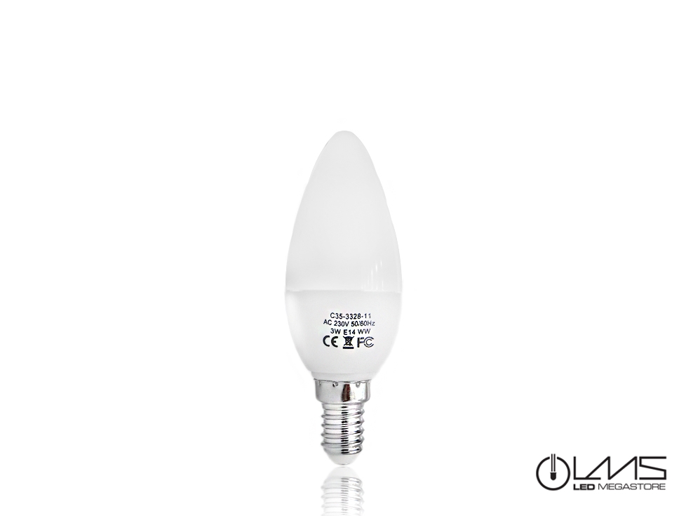 Λαμπτήρας Led LMS E14 3 Watt Candle Thermoplastic Ψυχρό Λευκό 05765