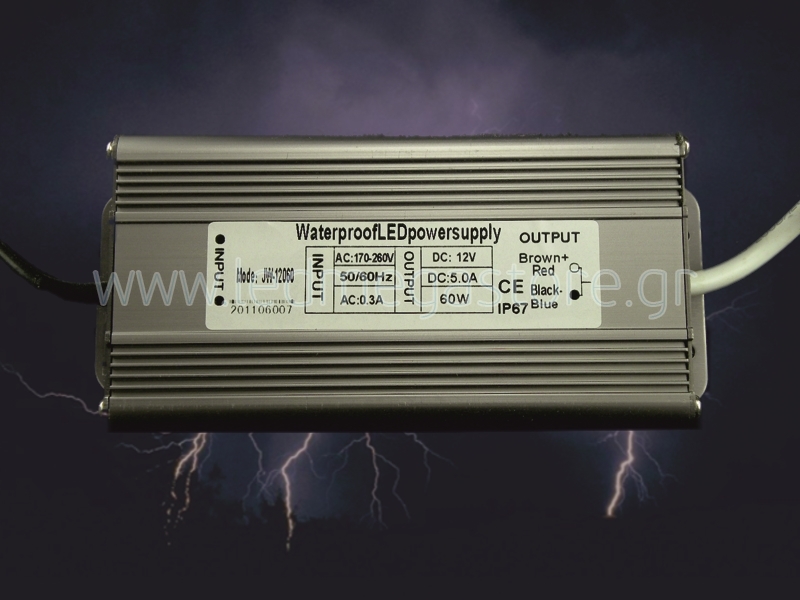 Τροφοδοτικό Αδιάβροχο 12 Volt 60 Watt 03719