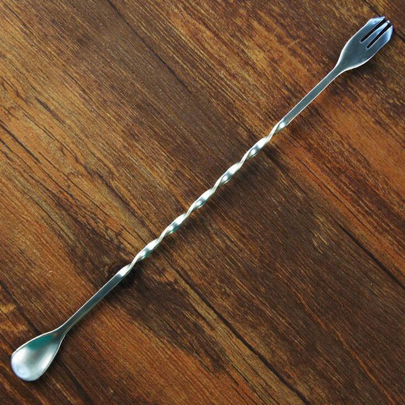 Ανοξείδωτο κουτάλι ανάμειξης κοκτέιλ με πηρούνι - 33cm 52469