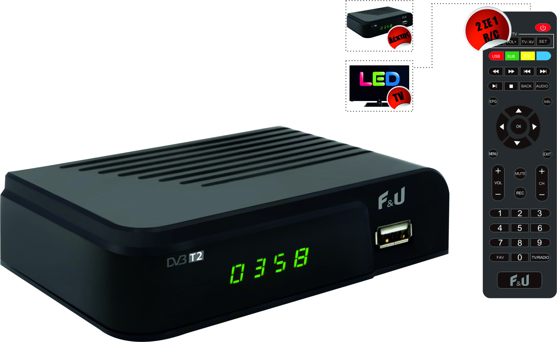 - ΣΗΜΑΝΤΙΚΟ: Σε περίπτωση διαφοράς τιμής από το κατάστημα ισχύει παντα και μόνο η τιμή του καταστήματος FU MPF3473HU Δέκτης Ψηφιακής τηλεόρασης HD DVB-T2 με τη