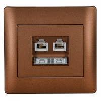 Πρίζα Τηλεφώνου Διπλή RJ11 + RJ11 Metallic Coffe MetallicCoffe17