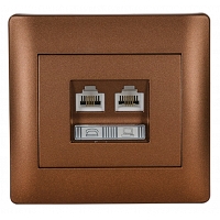 Πρίζα Τηλεφώνου και Δικτύου RJ11 + RJ45-CAT5 Metallic Coffe MetallicCoffe18